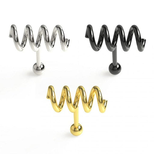 Spring Coil Tragus Bar Upper Ear Piercing Plug - Monster Piercing