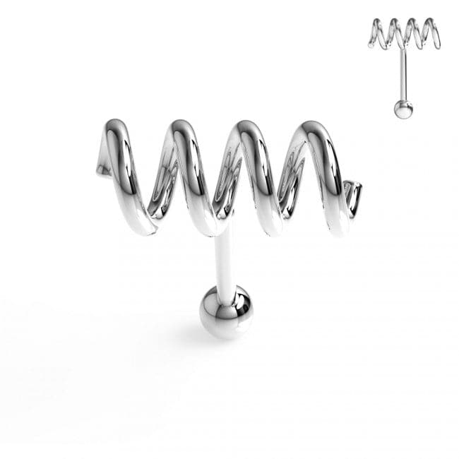 Spring Coil Tragus Bar Upper Ear Piercing Plug - Monster Piercing