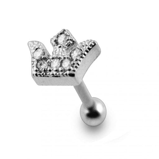 Micro Setting Jeweled Crown Tragus Piercing - Monster Piercing