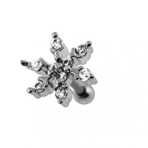 Jeweled Snowflake Cartilage Tragus Piercing Ear Stud - Monster Piercing