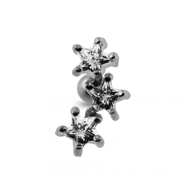 Jeweled Three Stars Cartilage Tragus Piercing Ear Stud - Monster Piercing