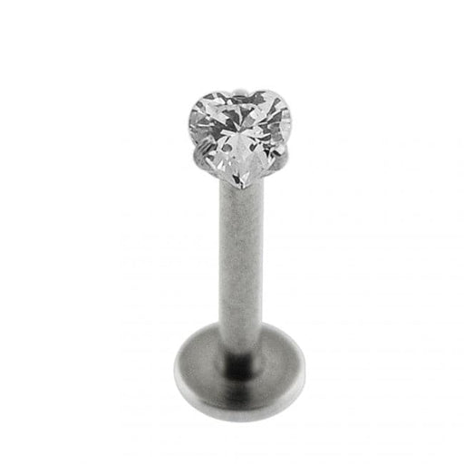 Surgical Steel Internal Threaded Madonna Labret with Heart Jeweled Top - Monster Piercing