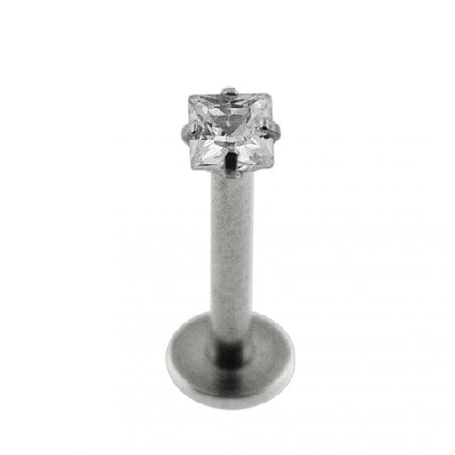 Surgical Steel Internal Threaded Madonna Labret with Square Jeweled Top - Monster Piercing