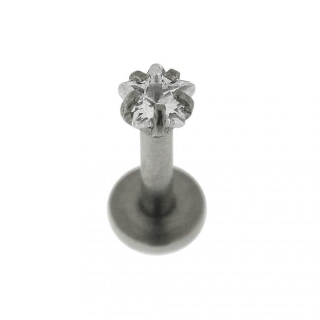 Surgical Steel Internal Threaded Madonna Labret with Star Jeweled Top - Monster Piercing