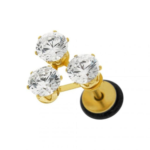 Tri Jeweled Fake Ear Plug - Monster Piercing