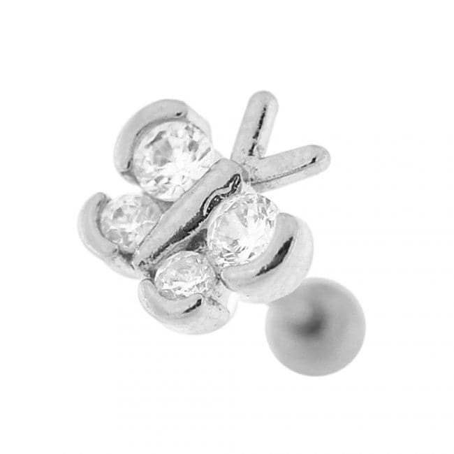 Jeweled Butterfly Cartilage Tragus Piercing Ear Stud - Monster Piercing