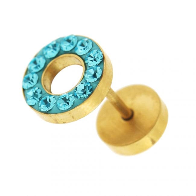 Multi Jeweled PVD Flat Disc Ear Plug - Monster Piercing