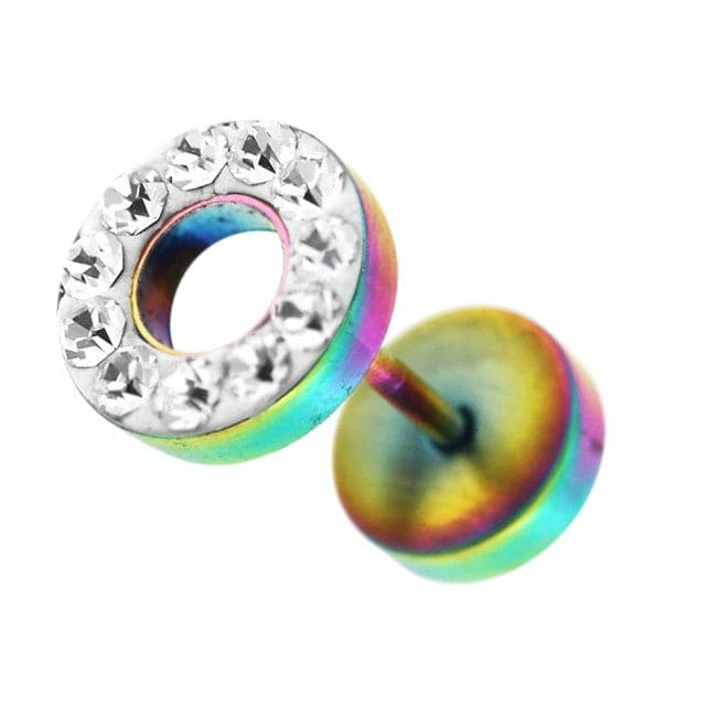 Multi Jeweled PVD Flat Disc Ear Plug - Monster Piercing