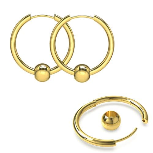 Surgical Steel Hinged Sleeper Earrings Hoops with Bead Ball - Monster Piercing