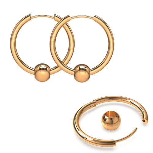 Surgical Steel Hinged Sleeper Earrings Hoops with Bead Ball - Monster Piercing