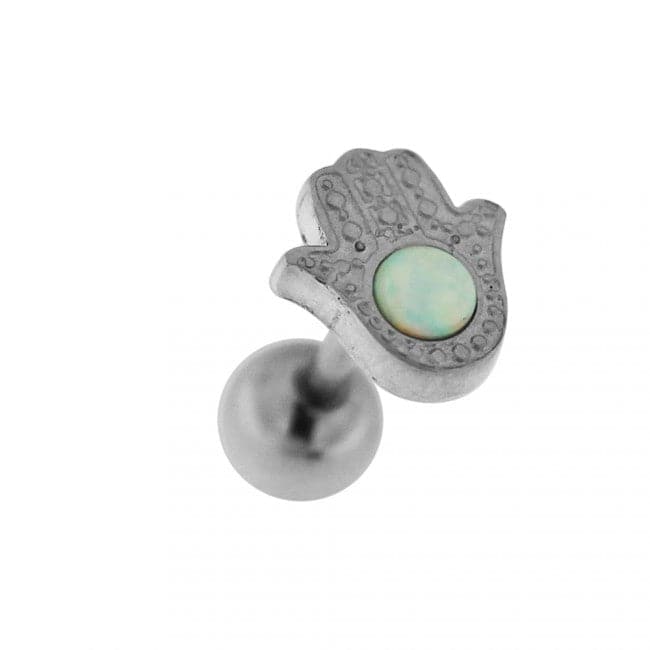 Hamsa with Opal Stone Tragus Piercing Ear Stud - Monster Piercing