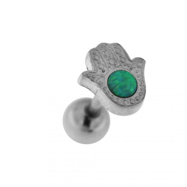 Hamsa with Opal Stone Tragus Piercing Ear Stud - Monster Piercing