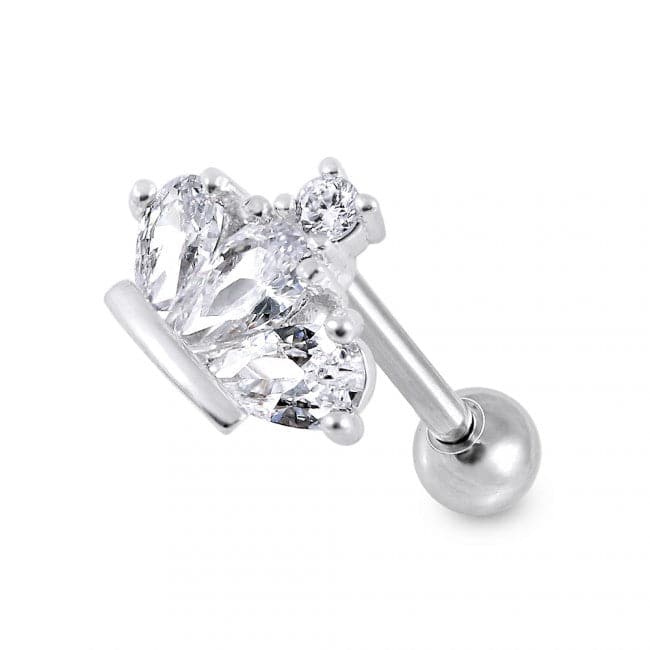 Crown Clear Gem Top Surgical Steel Ear Stud - Monster Piercing