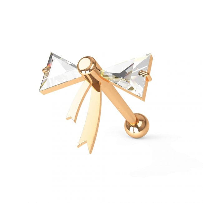 Stylish Jeweled Bow Tie Ear Stud - Monster Piercing