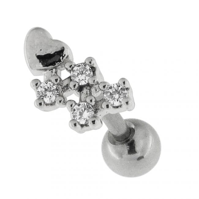 Heart with Micro Jeweled Tail Ear Stud - Monster Piercing