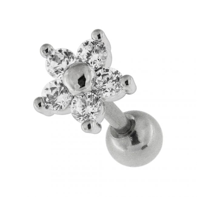 Flower Fancy Jeweled Ear Stud - Monster Piercing