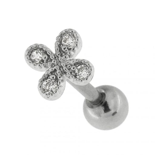 Jeweled Flower Micro Setting CZ Ear Stud - Monster Piercing