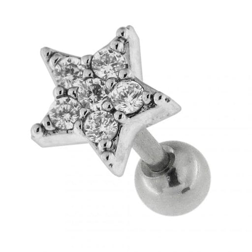 Jeweled Star with Micro Setting CZ Ear Stud - Monster Piercing