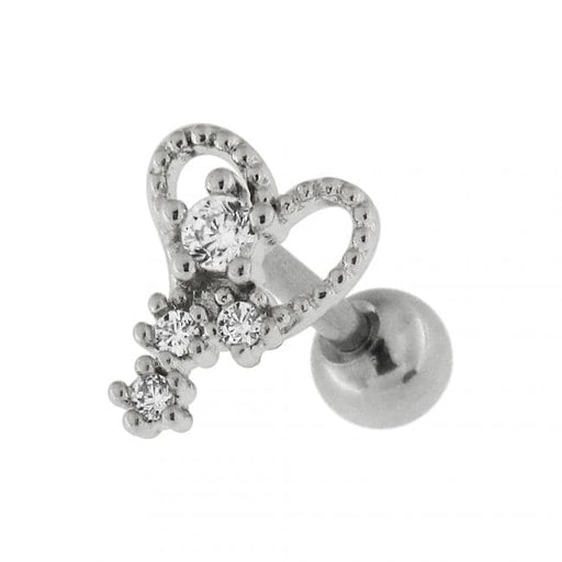 Jeweled Stylish Heart with Micro Setting CZ Ear Stud - Monster Piercing