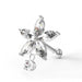 Flower with Hanging CZ Stone Ear Stud - Monster Piercing