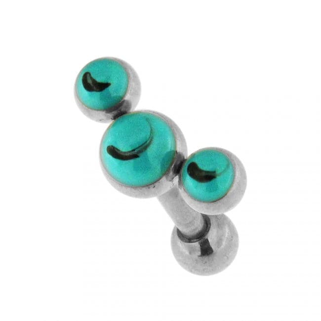 Tri Turquoise Stones Ear Stud - Monster Piercing