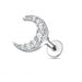 Surgical Steel Jeweled Crescent Moon Flat Back Labret Cartilage Helix Tragus Piercing Ear Stud - Monster Piercing