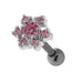 925 Sterling Silver Jewelled Flower Cartilage Tragus Piercing Ear Stud - Monster Piercing